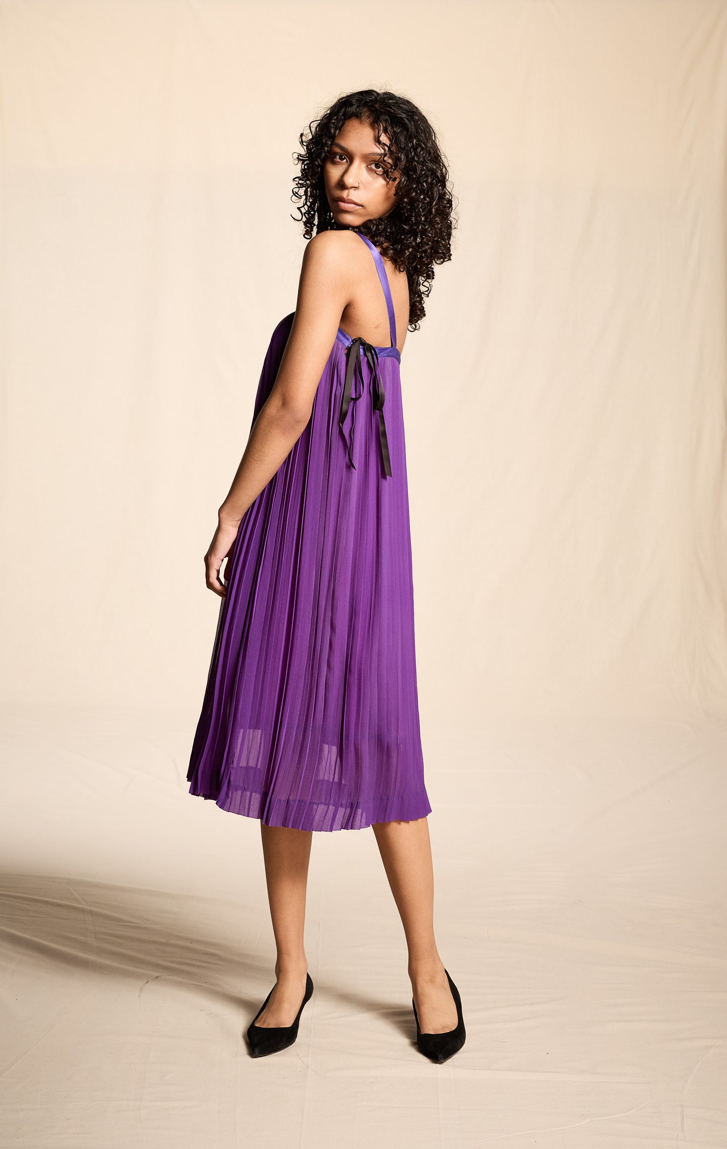 Yves Saint Laurent Spring/Summer 1979 Violet Silk Pleated Dress
