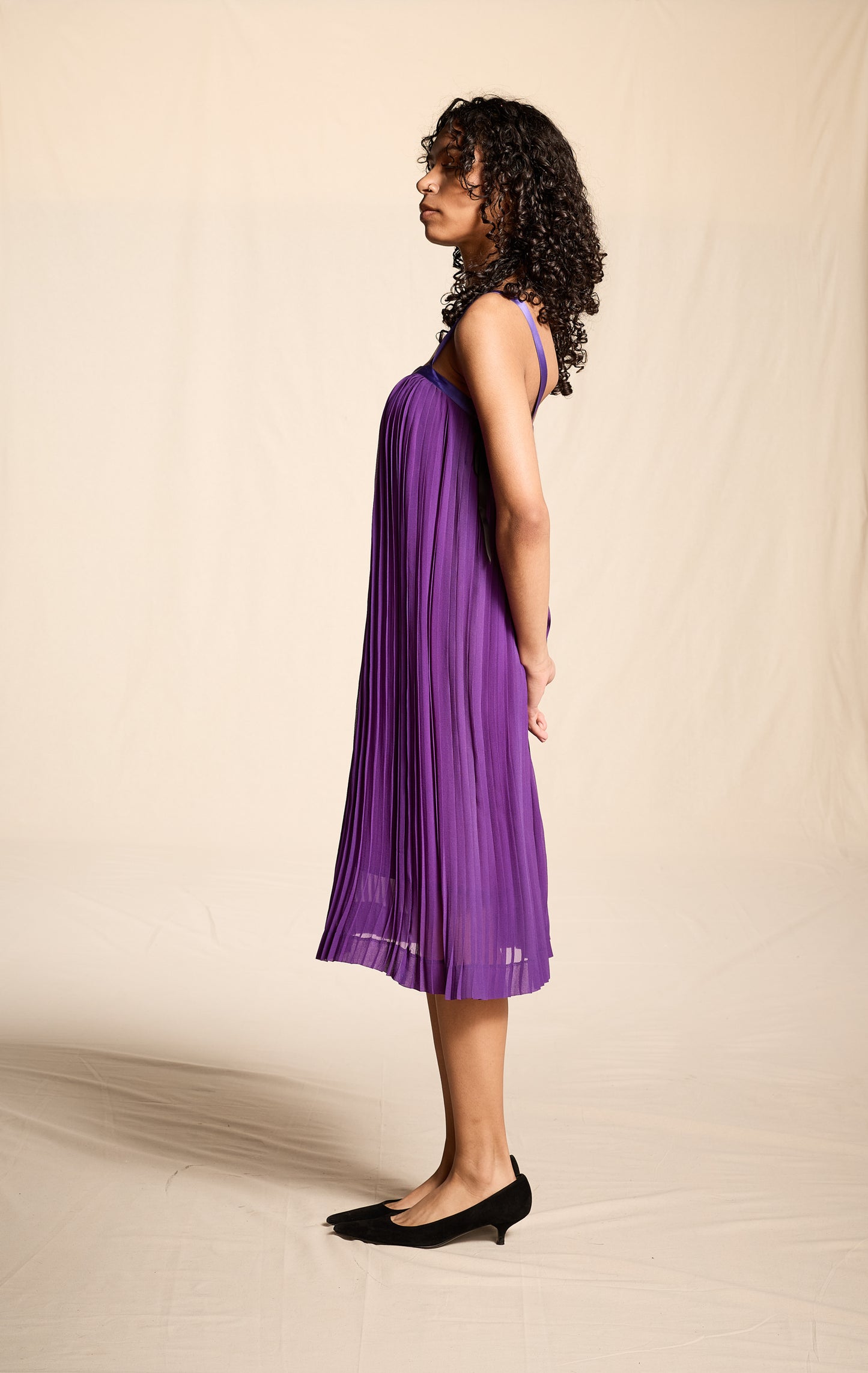 Yves Saint Laurent Spring/Summer 1979 Violet Silk Pleated Dress