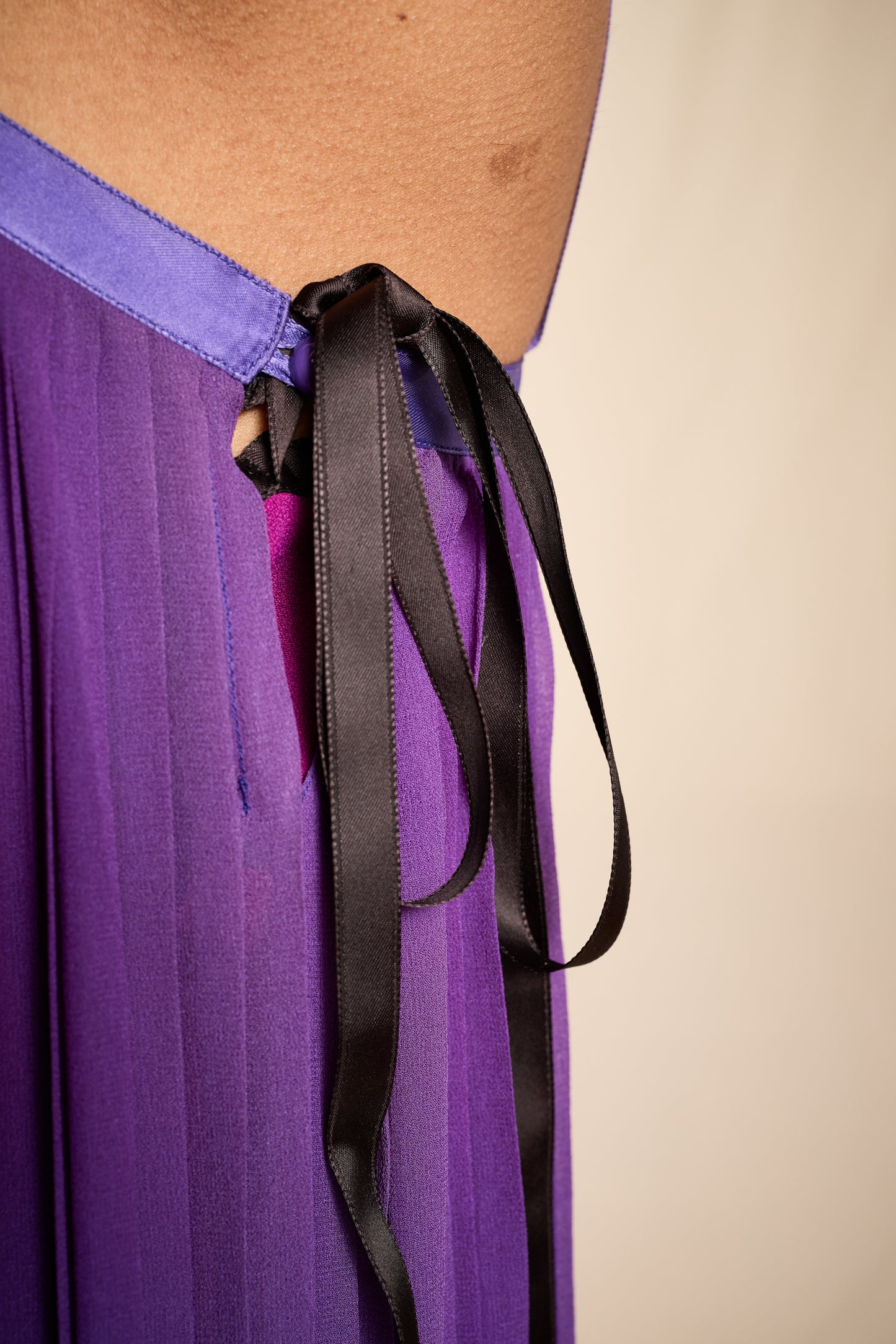 Yves Saint Laurent Spring/Summer 1979 Violet Silk Pleated Dress