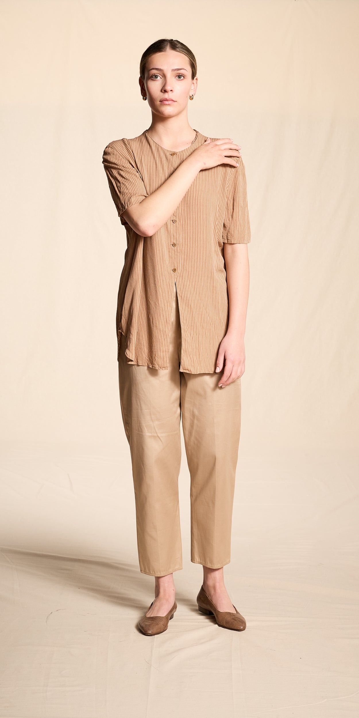 Zoran Spring/Summer 1986 Beige Sateen Cotton Pants