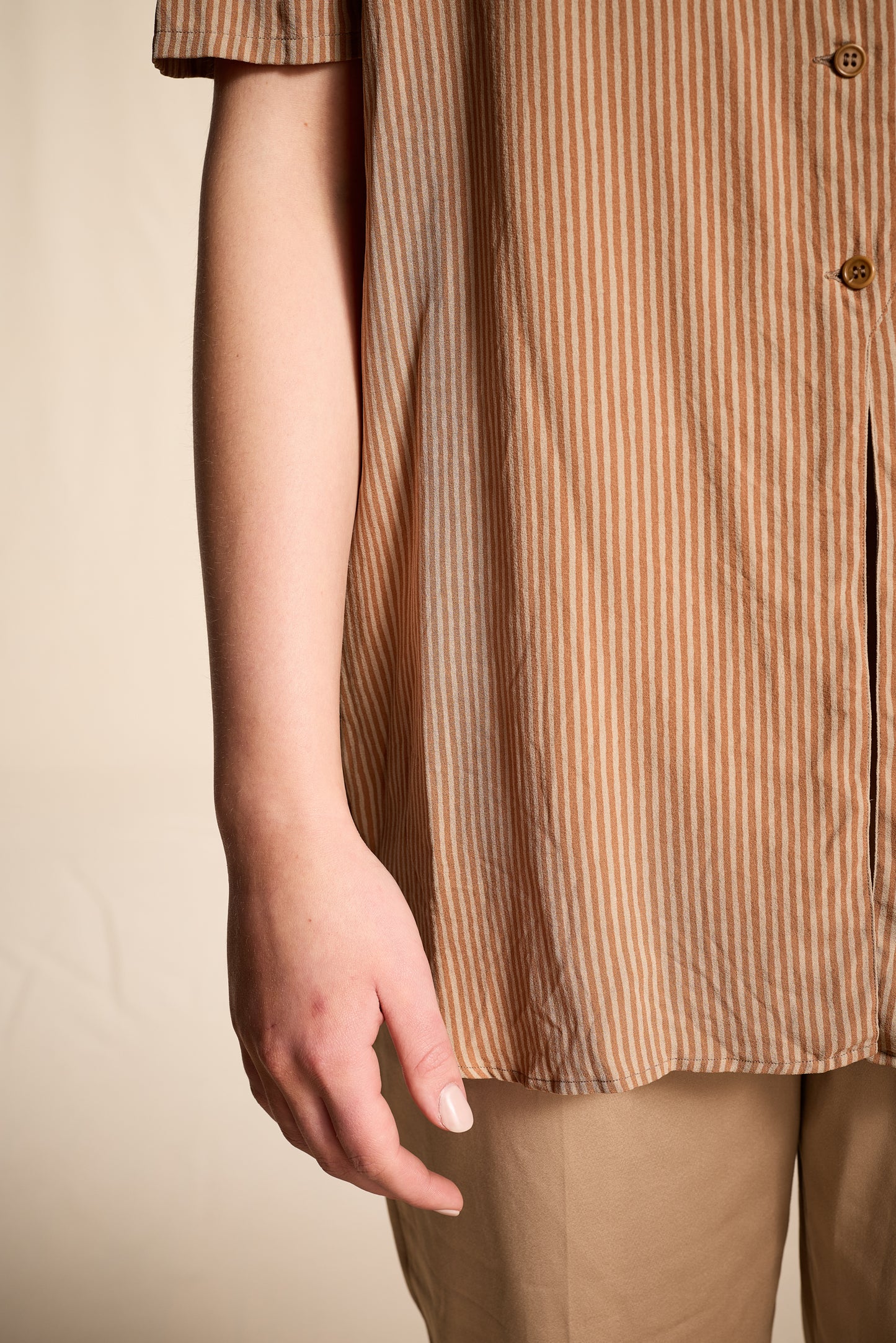 Zoran Spring/Summer 1986 Beige Sateen Cotton Pants