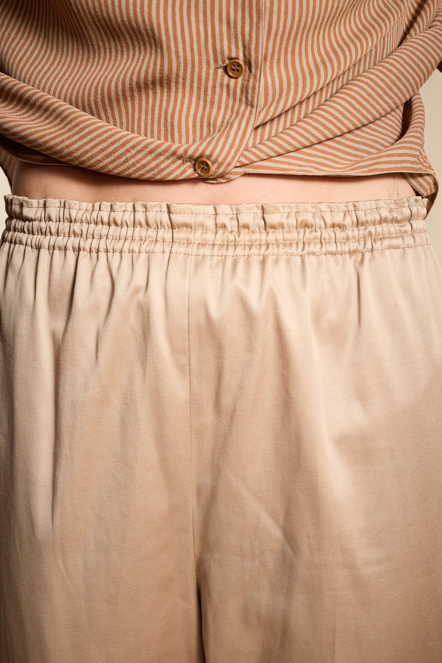 Zoran Spring/Summer 1986 Beige Sateen Cotton Pants