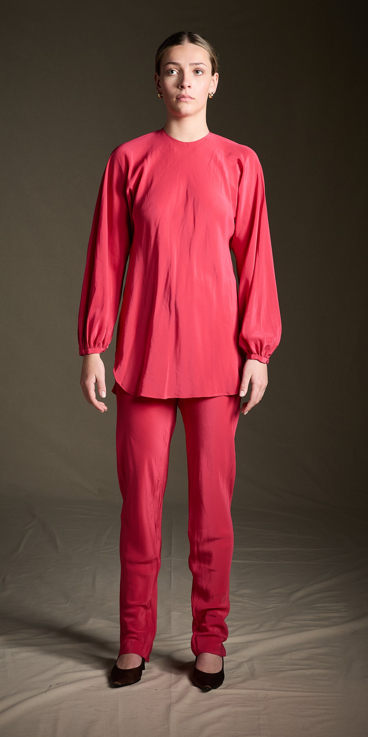 Halston 1970s-1980s Pink Silk Ensemble