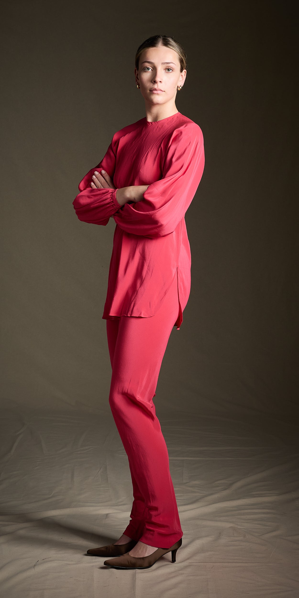 Halston 1970s-1980s Pink Silk Ensemble