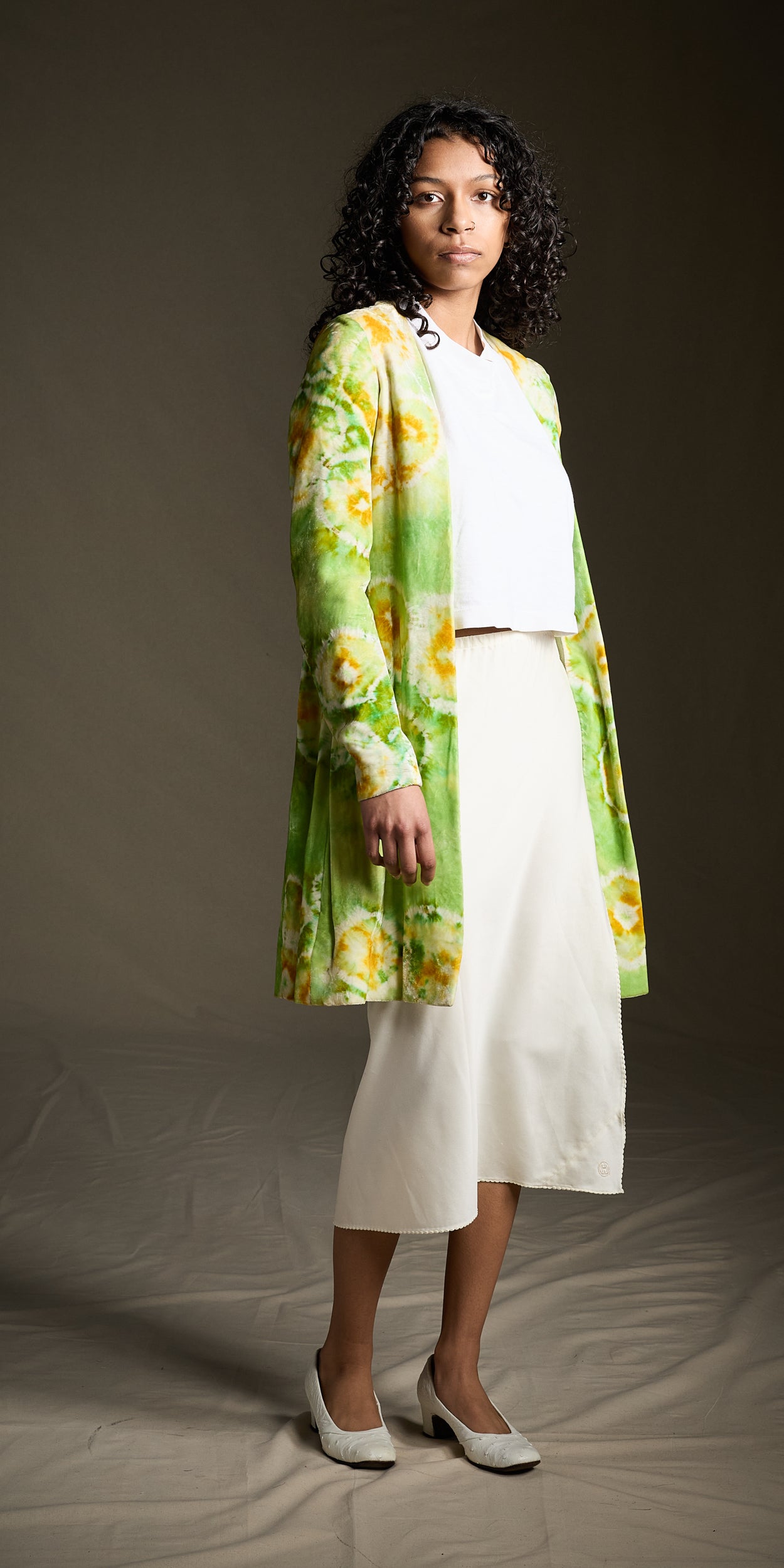 Halston  1960s-1970s Chartreuse Tie-Dye Velvet Jacket