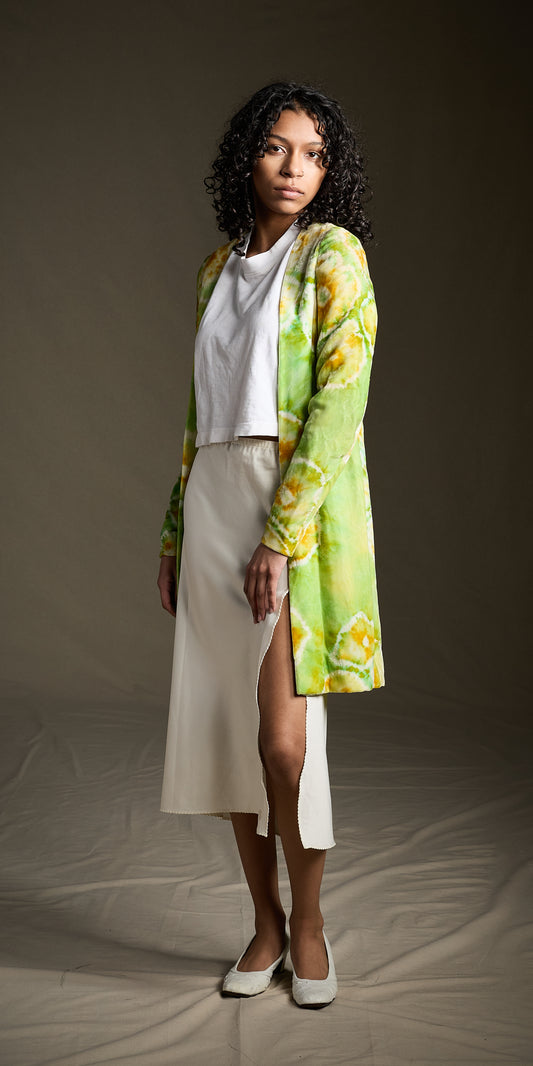 Halston  1960s-1970s Chartreuse Tie-Dye Velvet Jacket