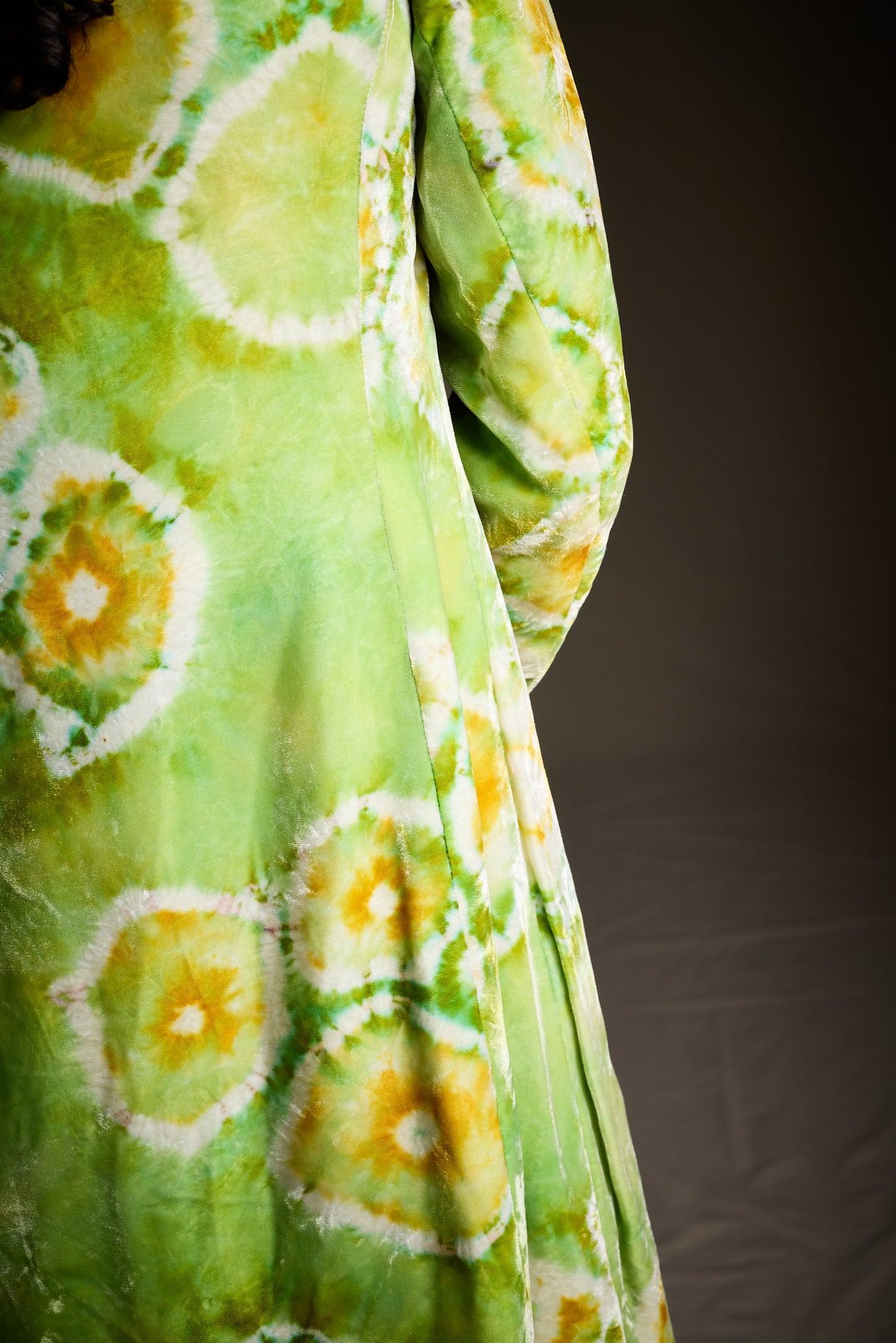 Halston  1960s-1970s Chartreuse Tie-Dye Velvet Jacket