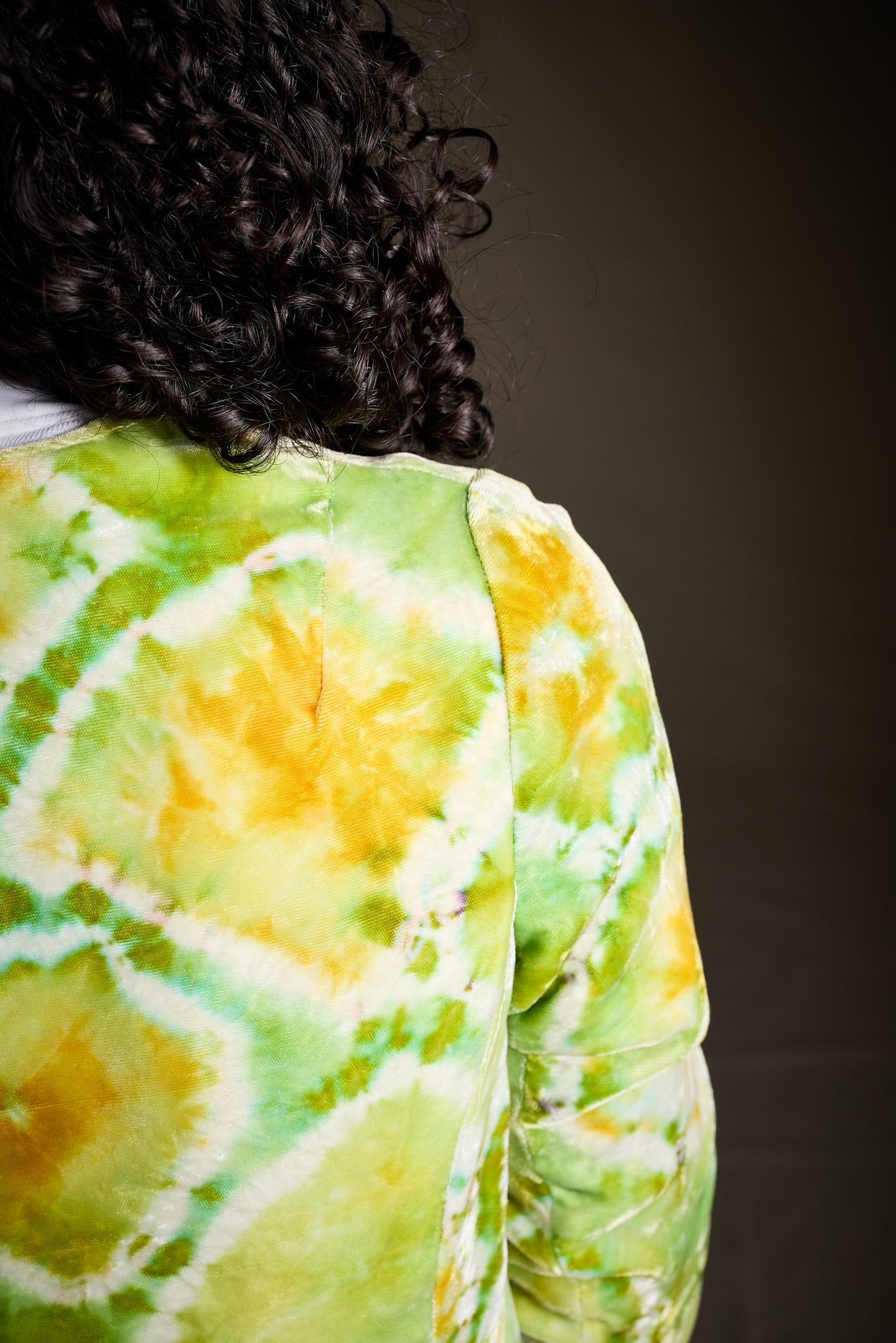 Halston  1960s-1970s Chartreuse Tie-Dye Velvet Jacket