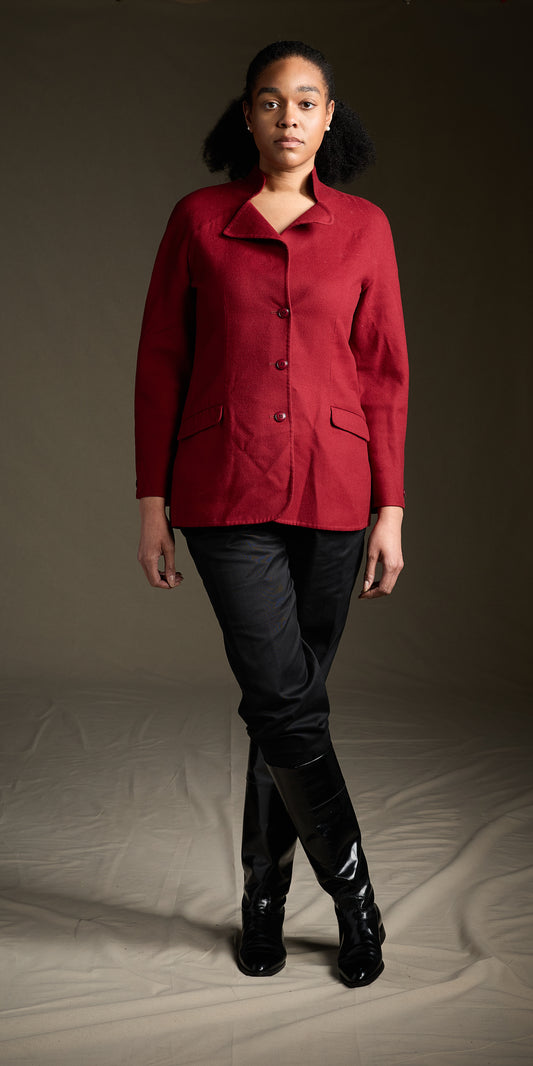 Halston 1970s Raspberry Red Wool Jacket