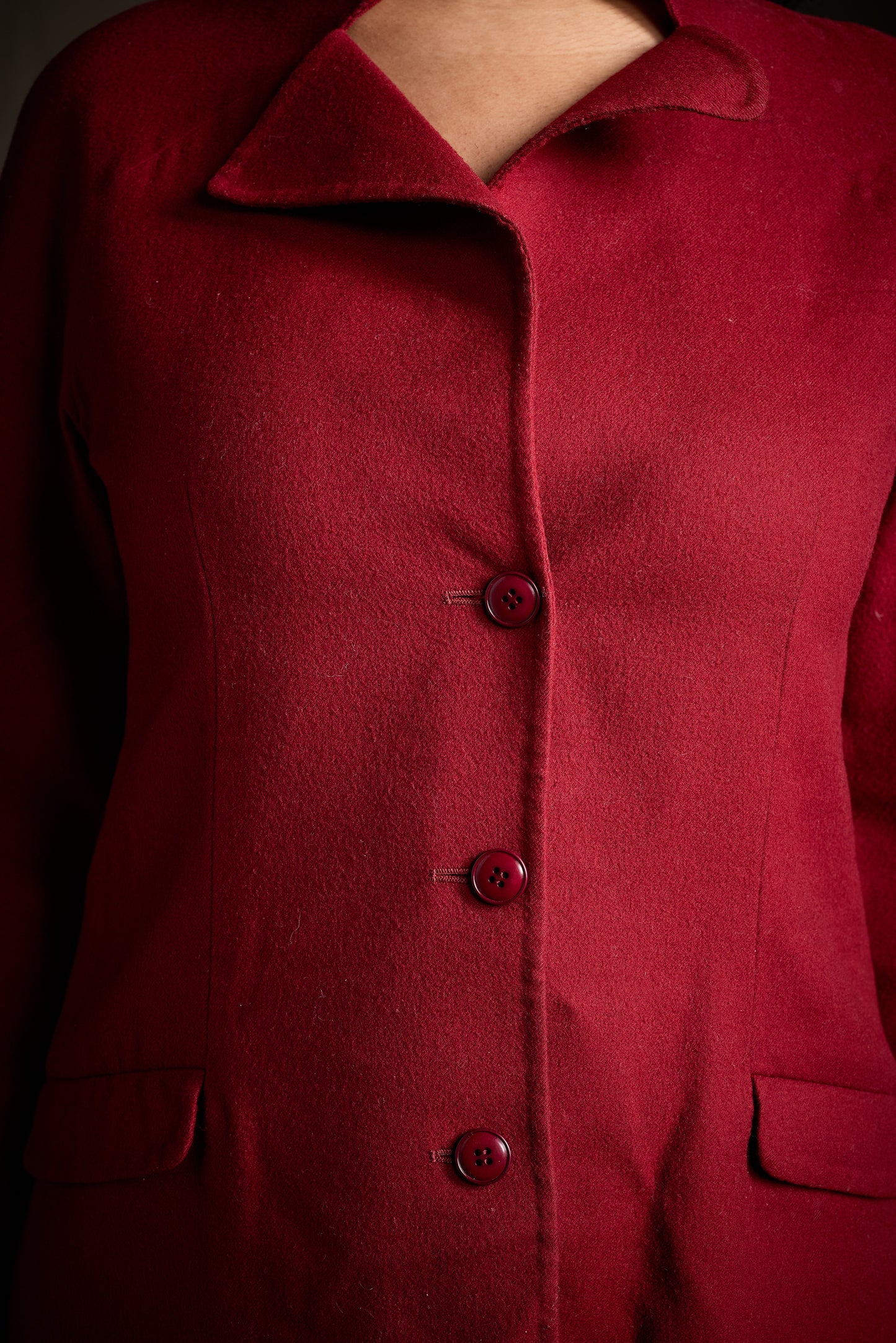 Halston 1970s Raspberry Red Wool Jacket