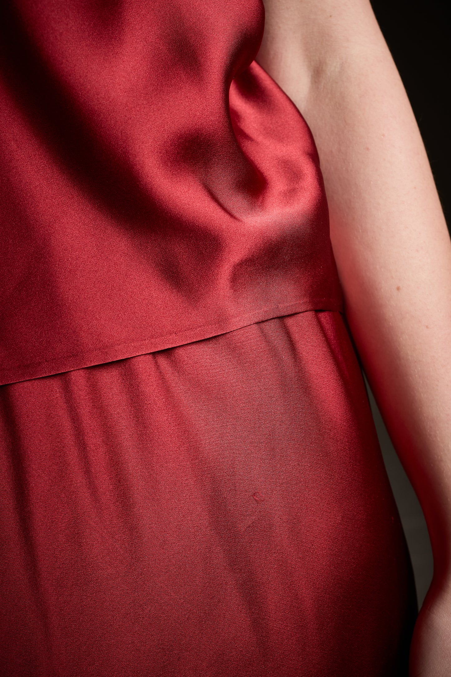 Halston 1970s Deadstock Crimson Silk Bias Cut Ensemble
