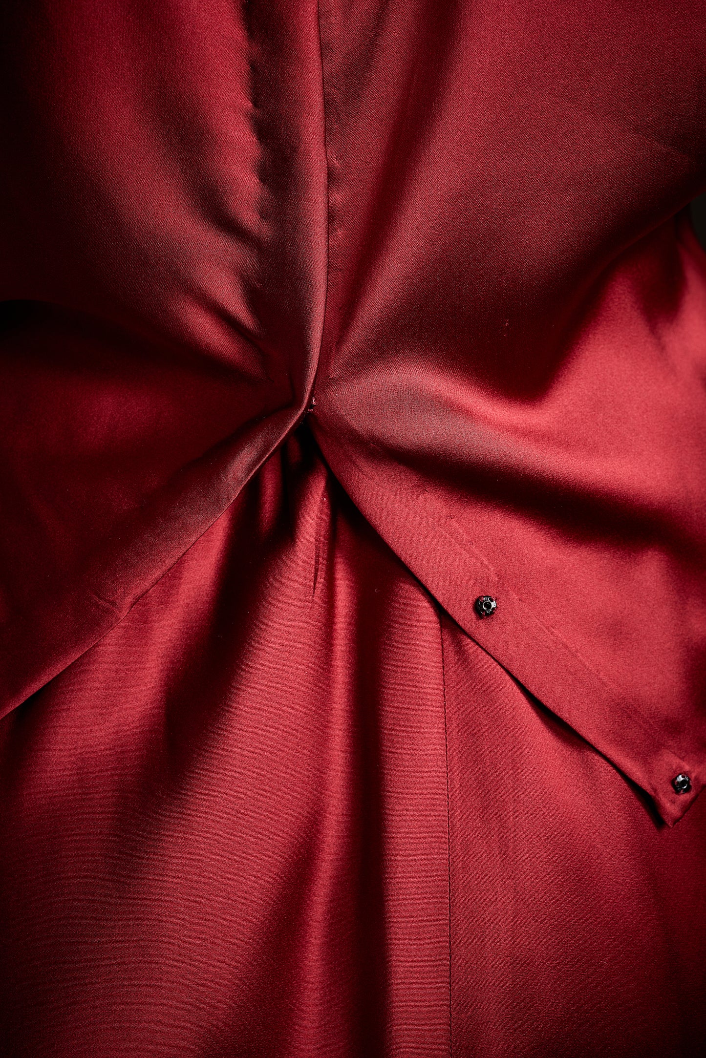 Halston 1970s Deadstock Crimson Silk Bias Cut Ensemble