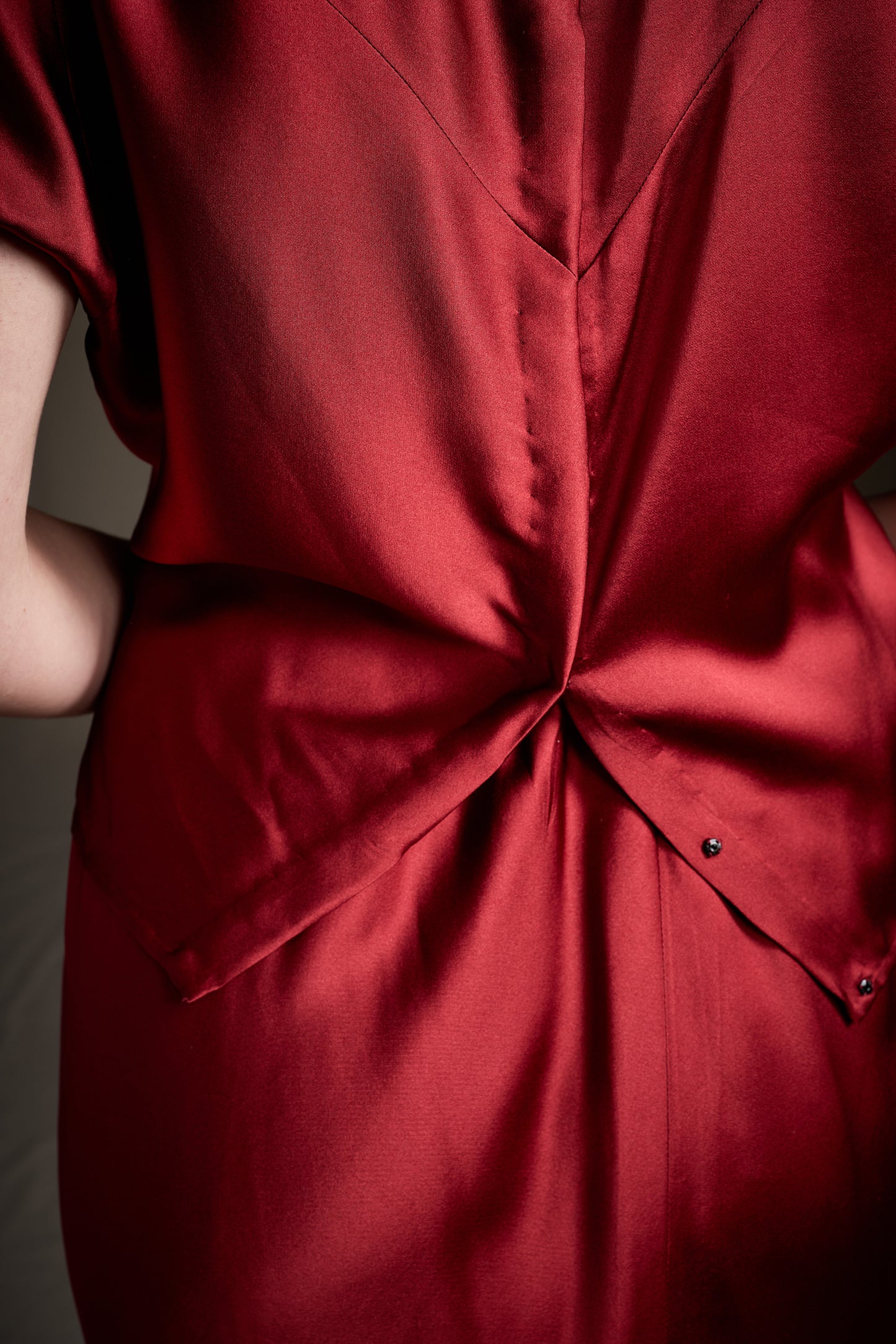 Halston 1970s Deadstock Crimson Silk Bias Cut Ensemble