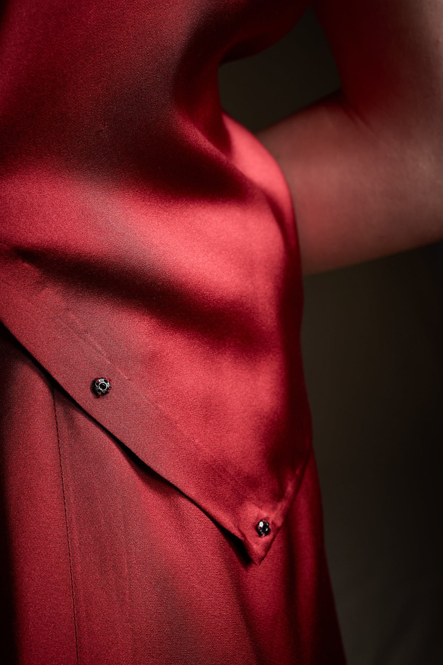 Halston 1970s Deadstock Crimson Silk Bias Cut Ensemble