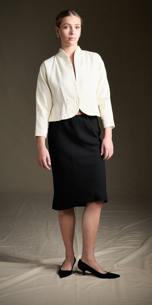 Halston 1970s-1980s Black Crepe Bias Cut Slip Skirt