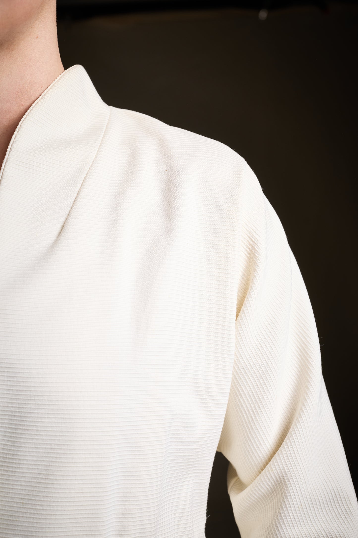 Halston 1980s Cream Corded Jacket With a Shawl Collar