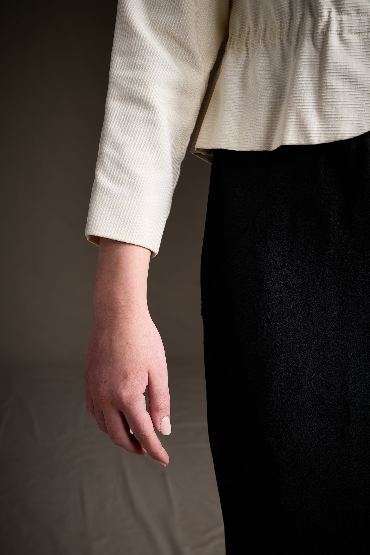 Halston 1980s Cream Corded Jacket With a Shawl Collar