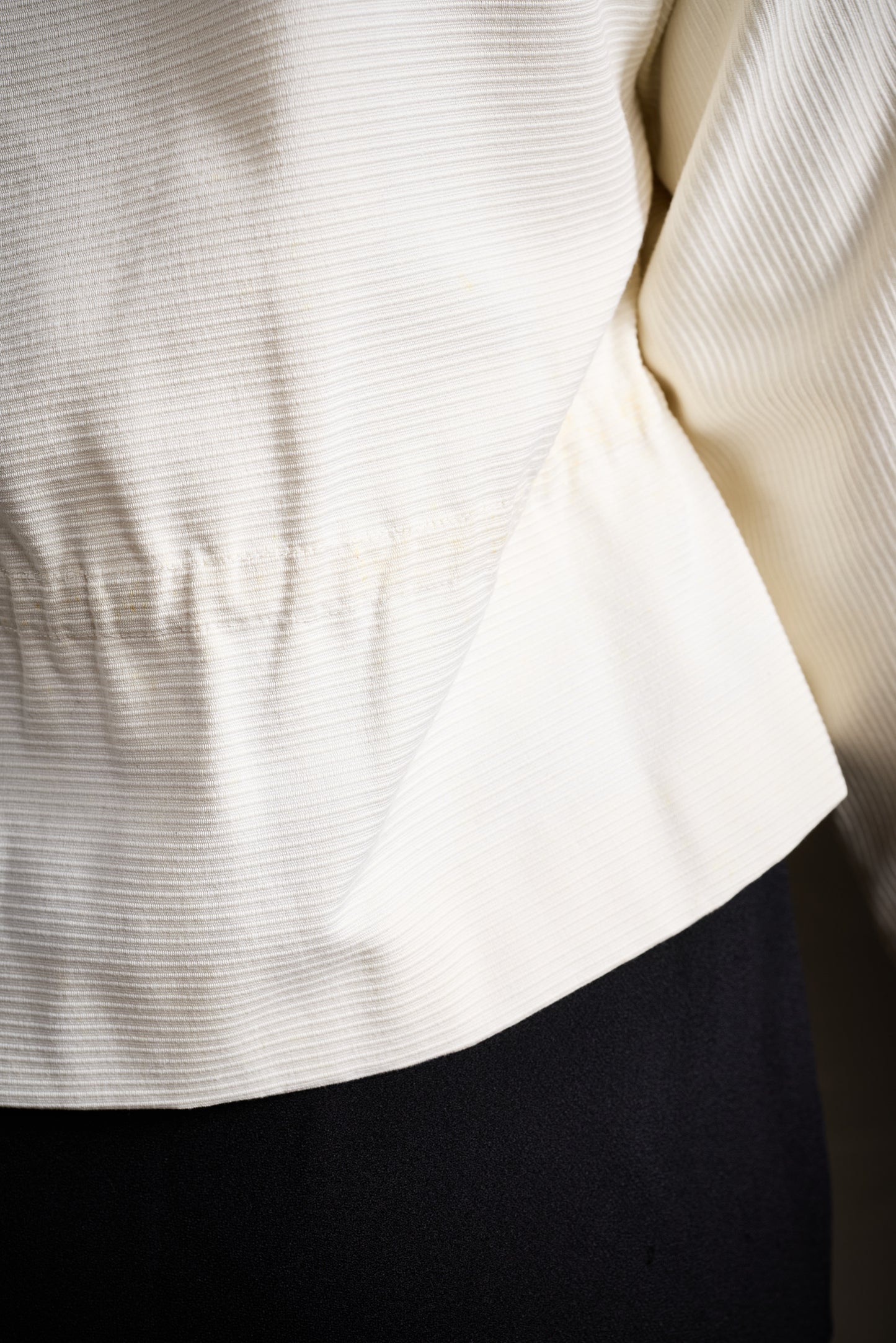 Halston 1980s Cream Corded Jacket With a Shawl Collar