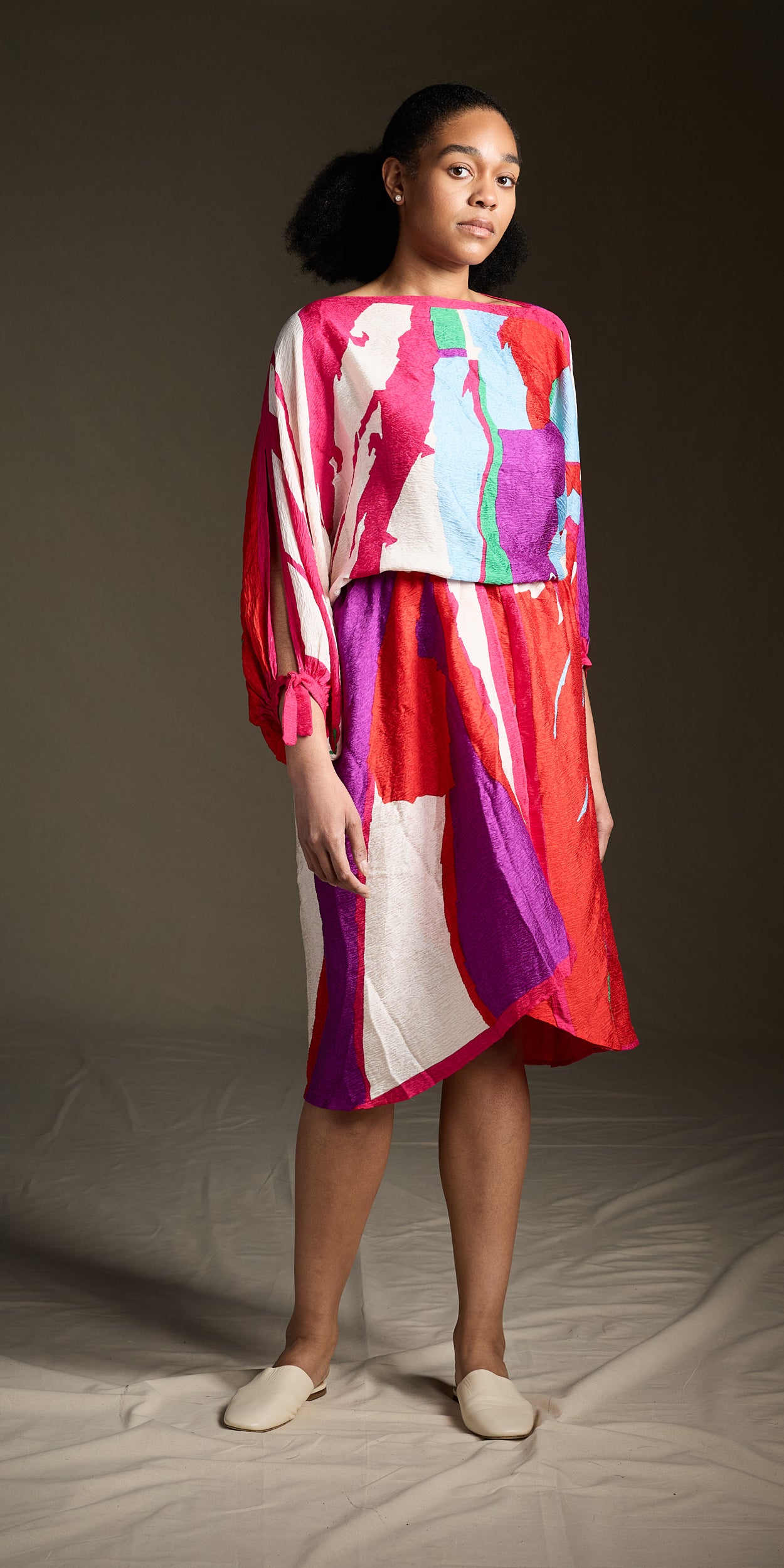 Halston 1970s-1980s Silk Caftan or Tie-Waist Dress