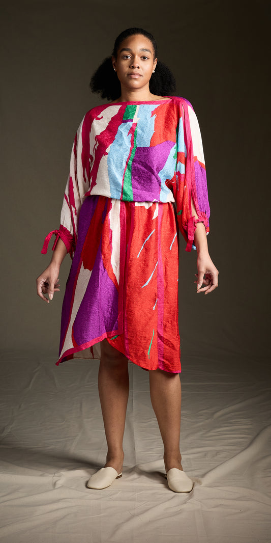 Halston 1970s-1980s Silk Caftan or Tie-Waist Dress