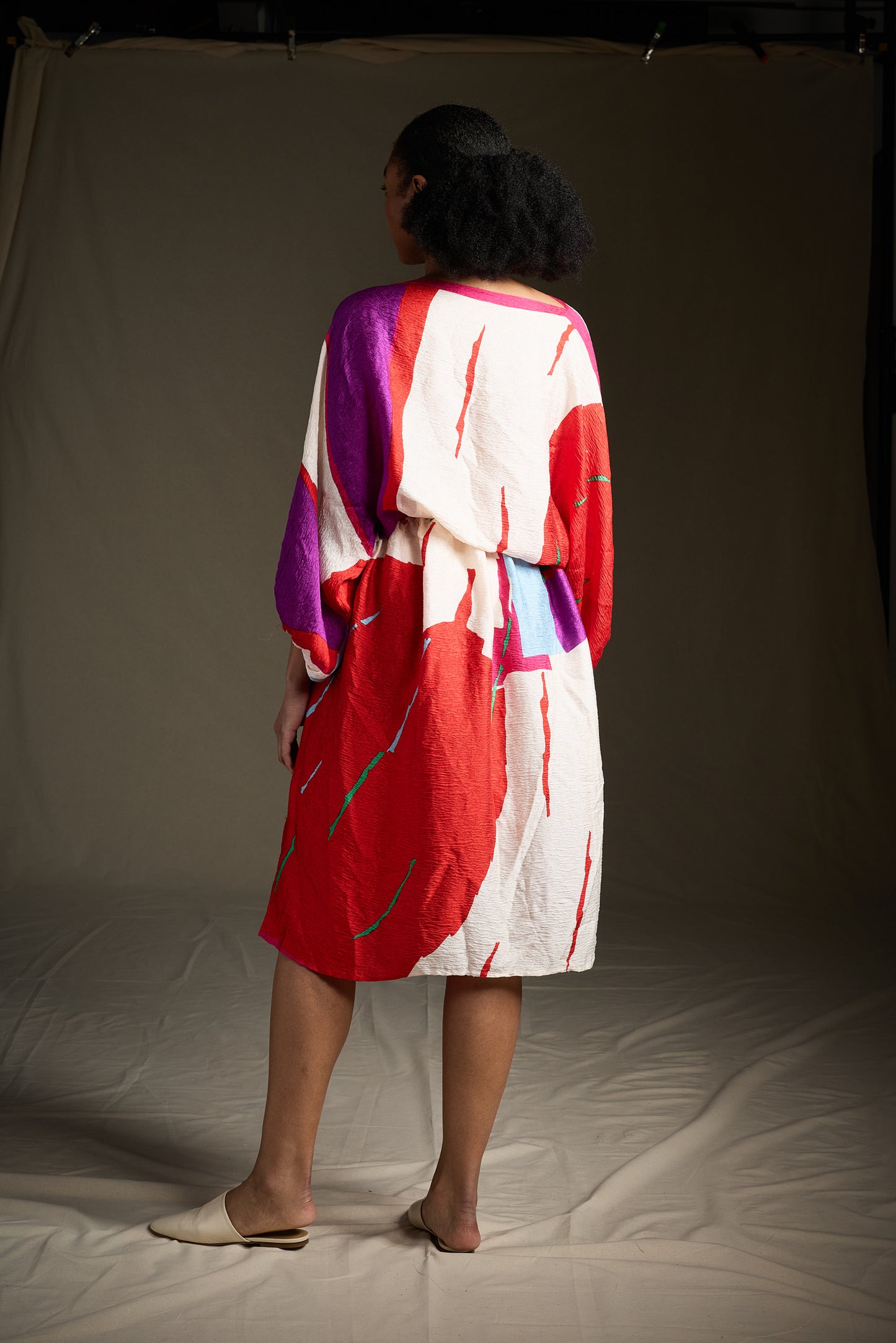 Halston 1970s-1980s Silk Caftan or Tie-Waist Dress
