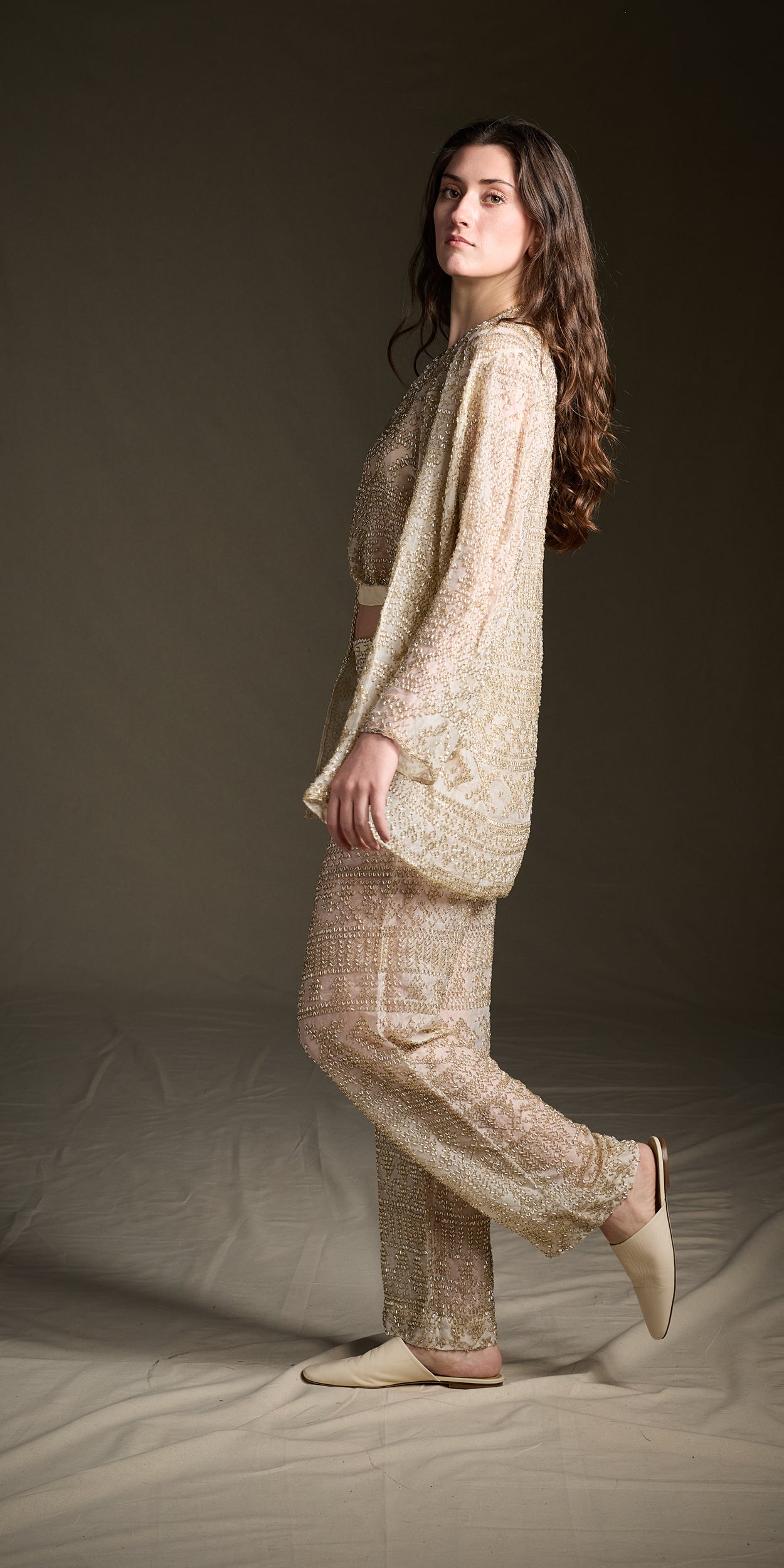 Halston Spring 1981 Three-Piece Bugle-Beaded Ensemble