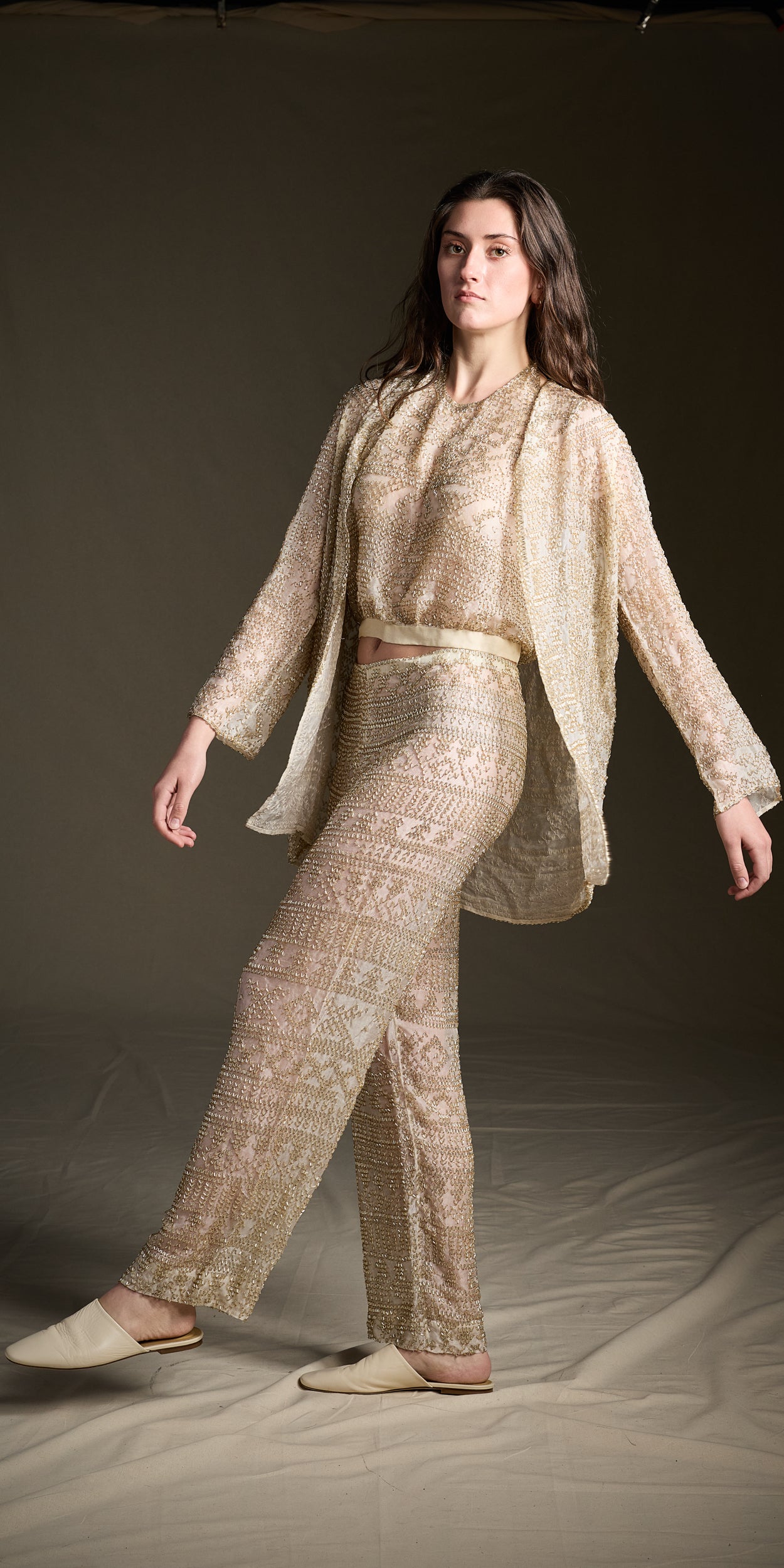 Halston Spring 1981 Three-Piece Bugle-Beaded Ensemble