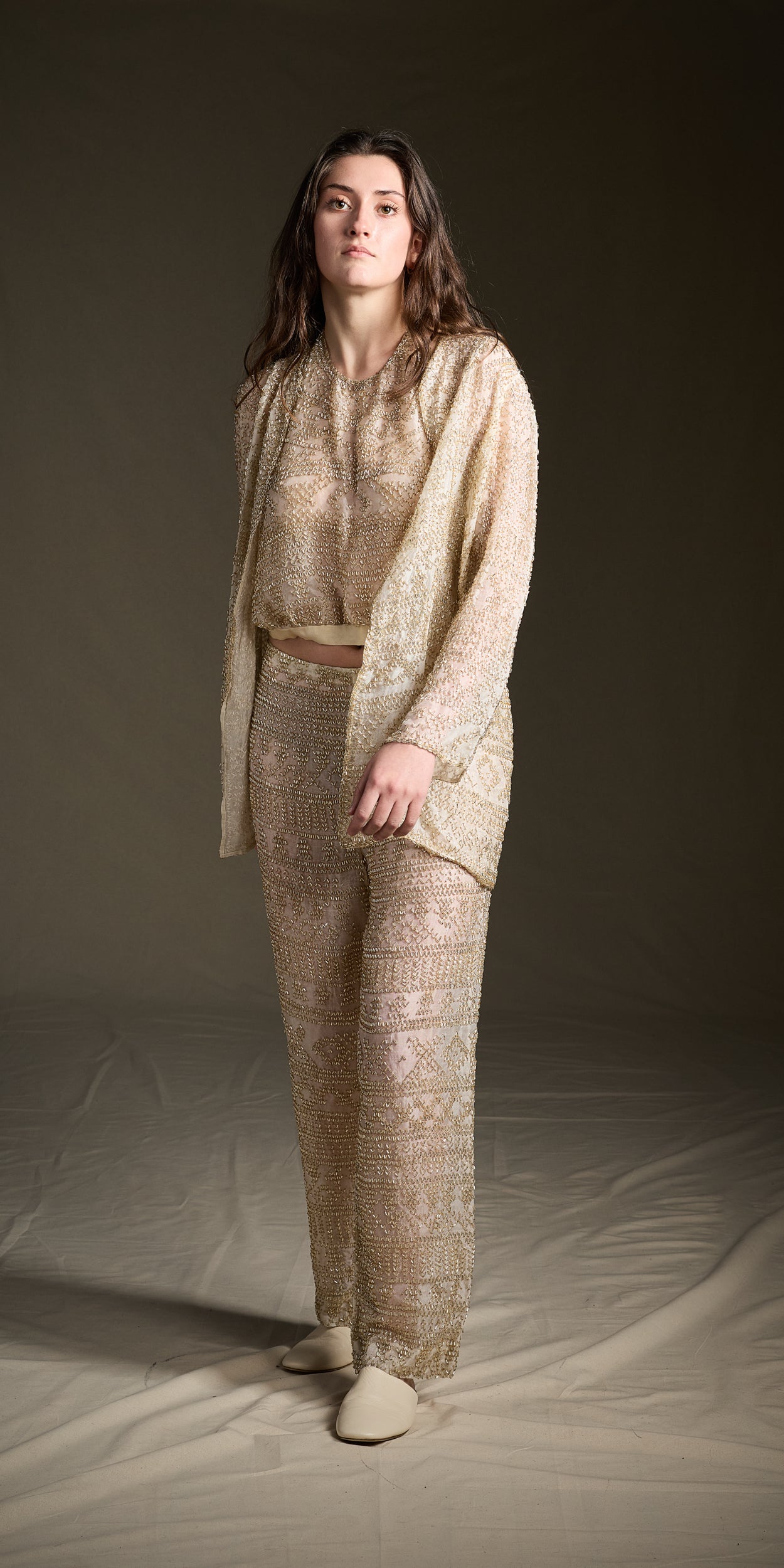 Halston Spring 1981 Three-Piece Bugle-Beaded Ensemble