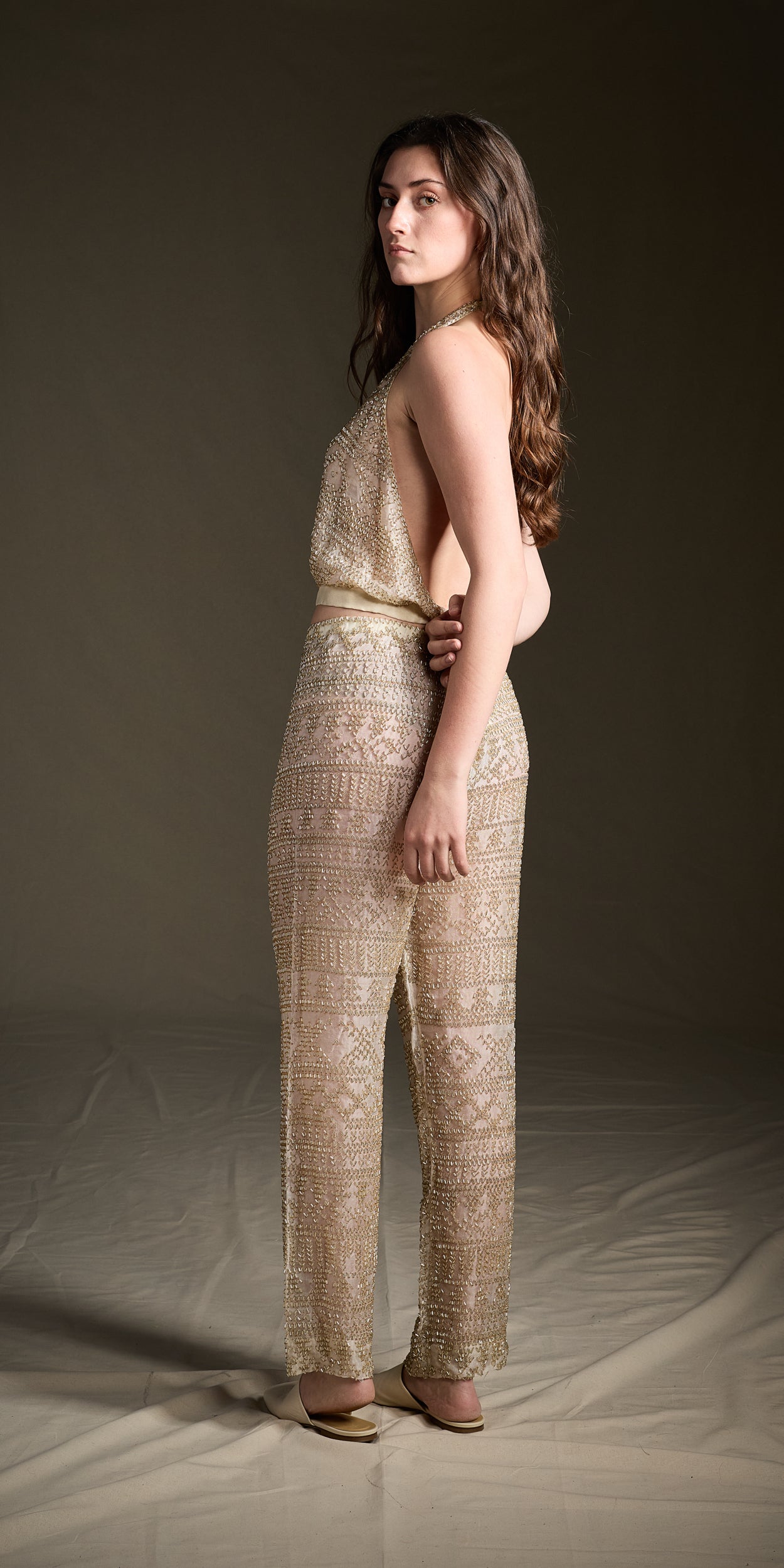 Halston Spring 1981 Three-Piece Bugle-Beaded Ensemble