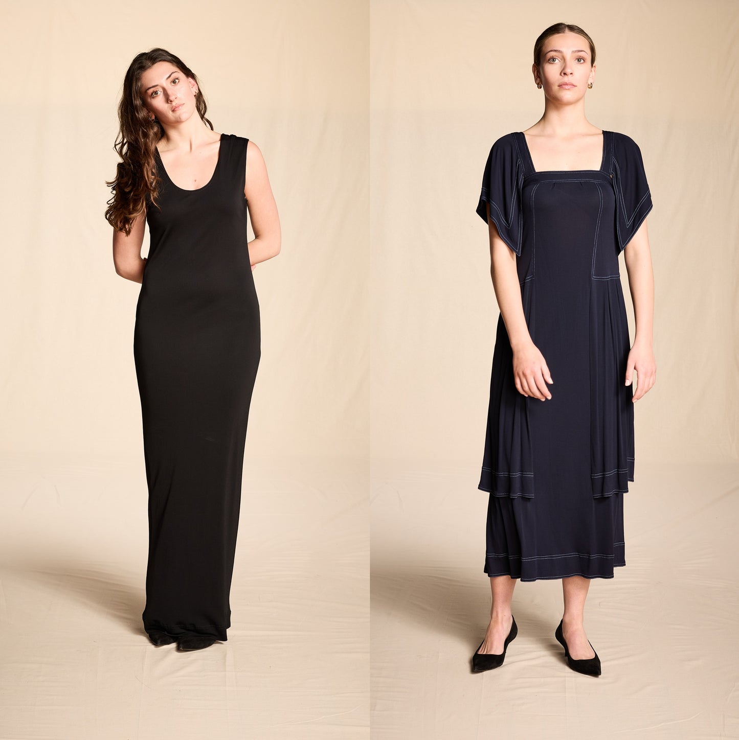 Jean Muir 1970s-1980s Navy Rayon Sailor Dress