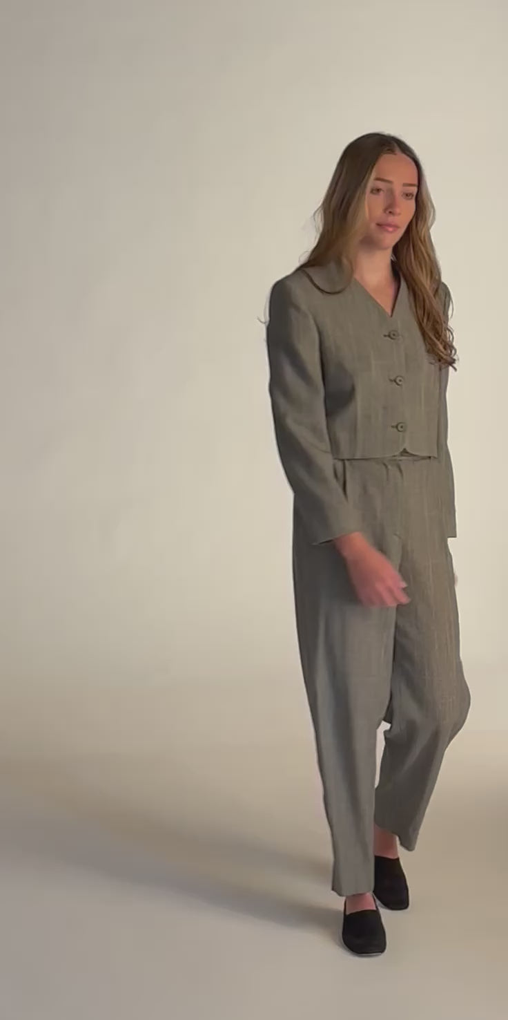 giorgio armani 90s wide wool slacks グレー Armani Collezioni gray wide straight leg trousers pants slack size